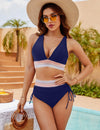 Novashape |High Waisted Tummy Control Color Block Bikini Sets