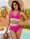 Novashape |High Waisted Tummy Control Color Block Bikini Sets