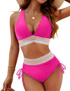 Novashape |High Waisted Tummy Control Color Block Bikini Sets